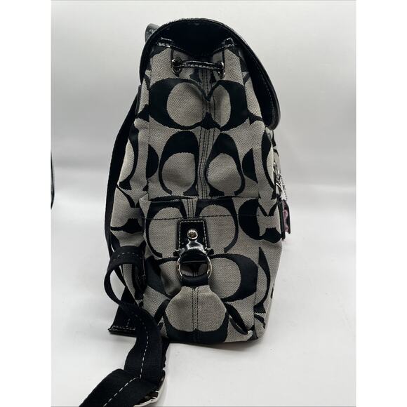 Coach Daisy Poppy Black and Gray Backpack Signature Monogram Read Description - Picture 7 of 13
